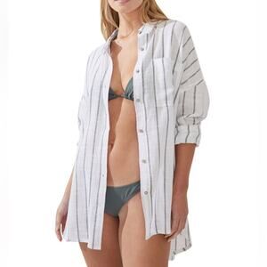 Cotton On NWT Striped Swing Beach Cover Up Shirt  XL
